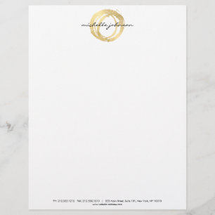 Luxe Faux Gold Painted Circle Designer Logo Letterhead
