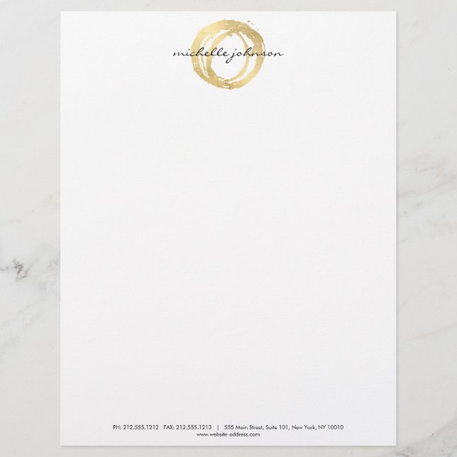 Luxe Faux Gold Painted Circle Designer Logo Letterhead (Front)