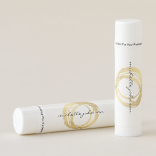 Luxe Faux Gold Painted Circle Designer Logo Lip Balm