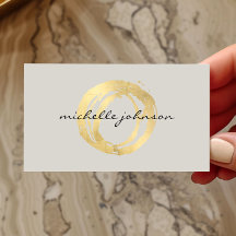 Luxe Faux Gold Painted Circle Designer Logo on Tan