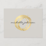Luxe Faux Gold Painted Circle Designer Logo on Tan Postcard