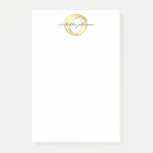 Luxe Faux Gold Painted Circle Designer Logo Post_it Notes