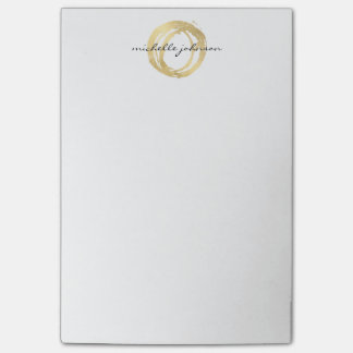 Luxe Faux Gold Painted Circle Designer Logo Post-it® Notes