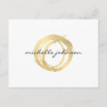 Luxe Faux Gold Painted Circle Designer Logo Postcard