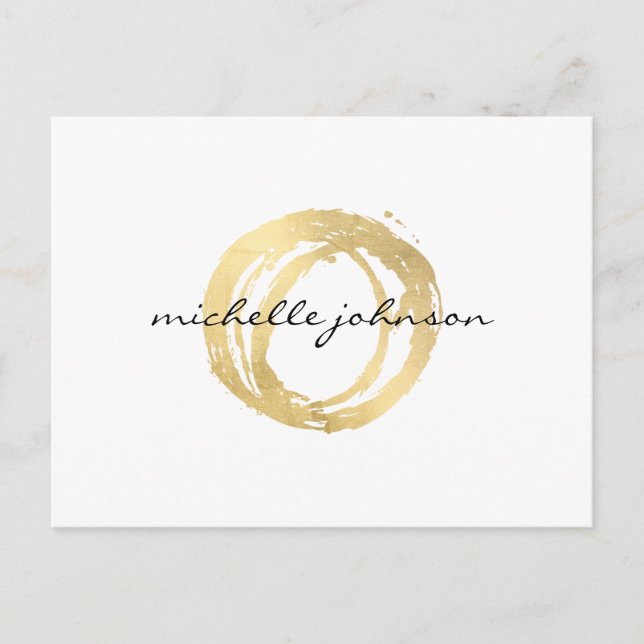 Luxe Faux Gold Painted Circle Designer Logo Postcard (Front)