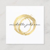 Luxe Faux Gold Painted Circle Designer Logo Square Business Card (Front)