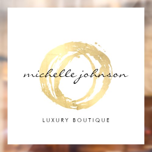 Luxe Faux Gold Painted Circle Designer Logo Window Cling