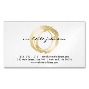 Luxe Faux Gold Painted Circle Designer Magnetic Business Card Magnet