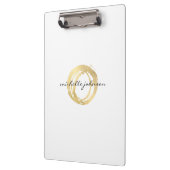 Luxe Faux Gold Painted Circle Personalized Clipboard (Left)