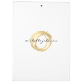 Luxe Faux Gold Painted Circle Personalized Clipboard (Back)