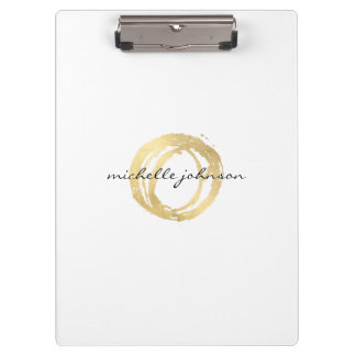 Luxe Faux Gold Painted Circle Personalized Clipboard