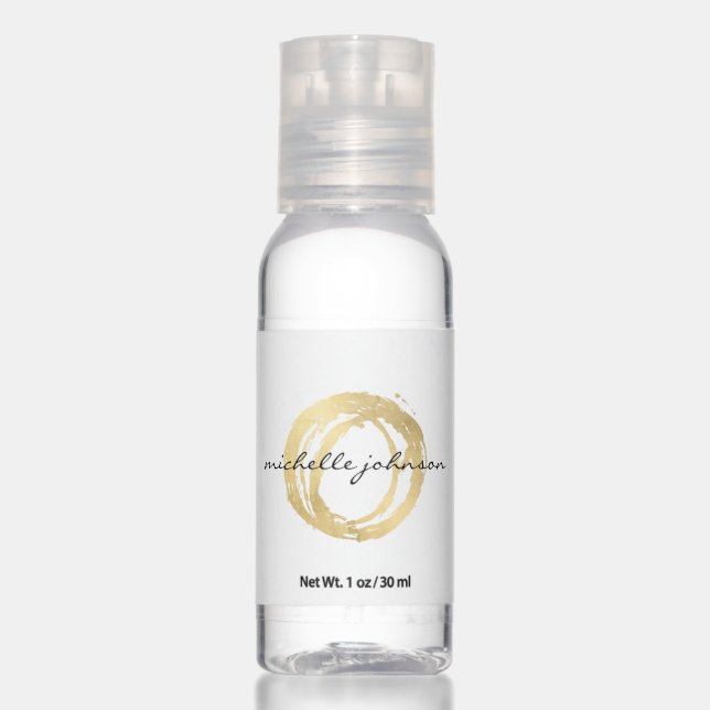 Luxe Faux Gold Painted Circle Personalized Hand Sanitizer (Front)