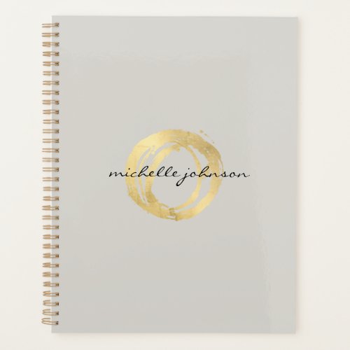 Luxe Faux Gold Painted Circle Tan Appointment Book Planner