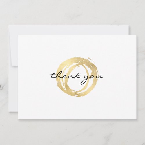 Luxe Faux Gold Painted Circle Thank You Note Card