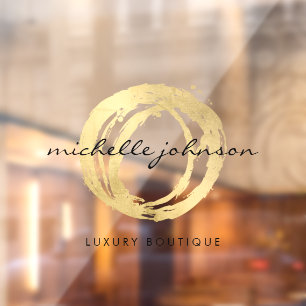 Luxe Faux Gold Painted Circle Transparent Window Cling