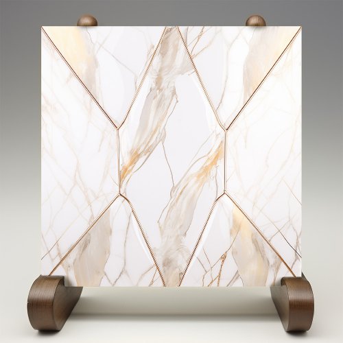 Luxe Faux Marble Gold Veins Glitter Ceramic Tile