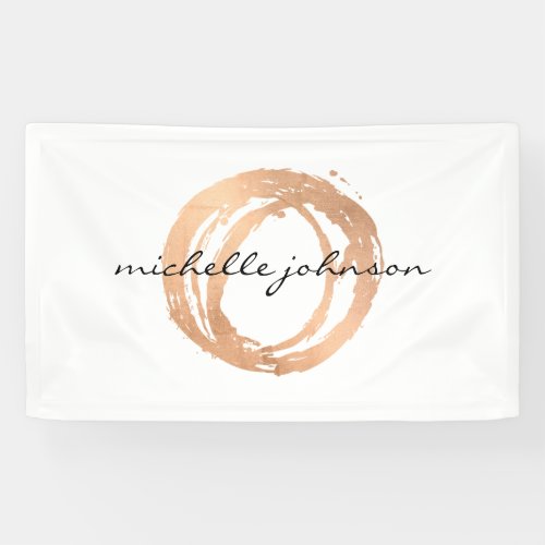 Luxe Faux Rose Gold Painted Circle Designer Logo Banner