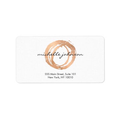 Luxe Faux Rose Gold Painted Circle Designer Logo Label