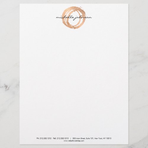 Luxe Faux Rose Gold Painted Circle Designer Logo Letterhead