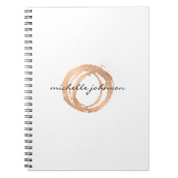 Luxe Faux Rose Gold Painted Circle Designer Logo Notebook