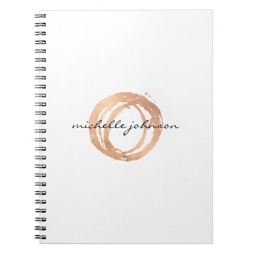 Luxe Faux Rose Gold Painted Circle Designer Logo Notebook