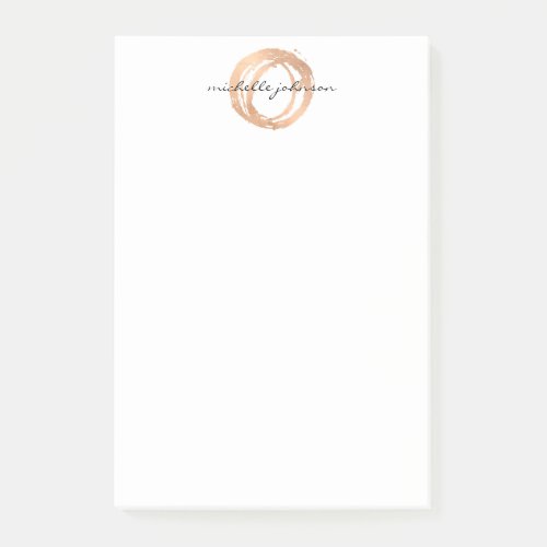 Luxe Faux Rose Gold Painted Circle Designer Logo Post_it Notes