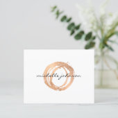 Luxe Faux Rose Gold Painted Circle Designer Logo Postcard (Standing Front)
