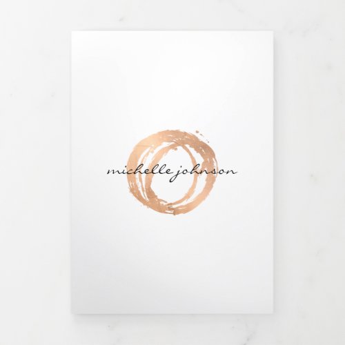 Luxe Faux Rose Gold Painted Circle Logo Brochure