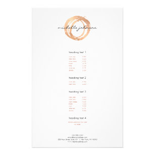 Luxe Faux Rose Gold Painted Circle Price List Flyer
