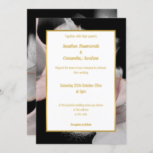 LUXE FLOATING ABSTRACT ROSE WEDDING INVITATION