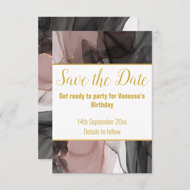 LUXE FLOATING ROSE SAVE THE DATE RSVP CARD (Front/Back)
