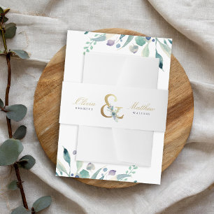 Luxe Floral Ampersand Wedding Monogram Invitation  Belly Band