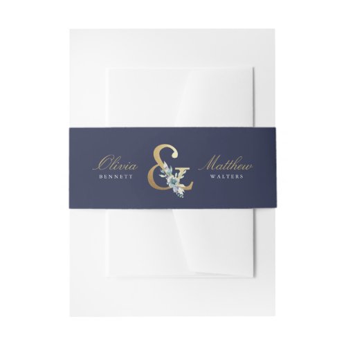 Luxe Floral Ampersand Wedding Monogram Invitation Belly Band