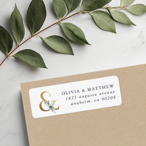 Luxe Floral Ampersand Wedding Return Address Label