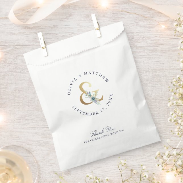 Luxe Floral Ampersand Wedding Thank You Favor Bag (Clipped)