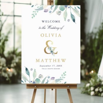 Luxe Floral Ampersand Wedding Welcome Sign by rileyandzoe at Zazzle