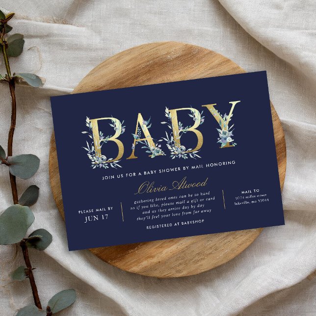 Luxe Floral Baby Shower by Mail Invitation (Creator Uploaded)