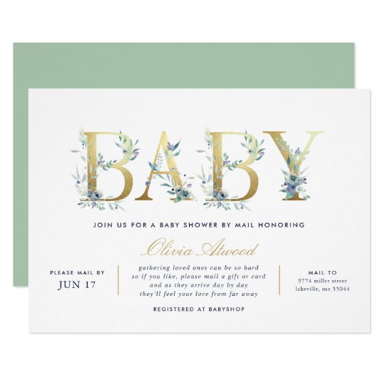 Luxe Floral Baby Shower by Mail Invitation