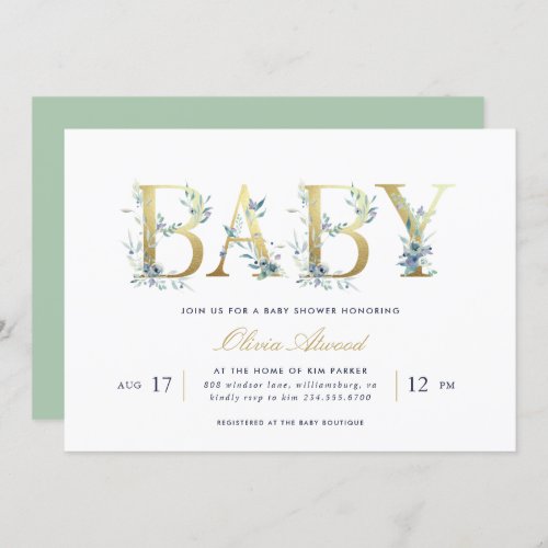 Luxe Floral Baby Shower Invitation