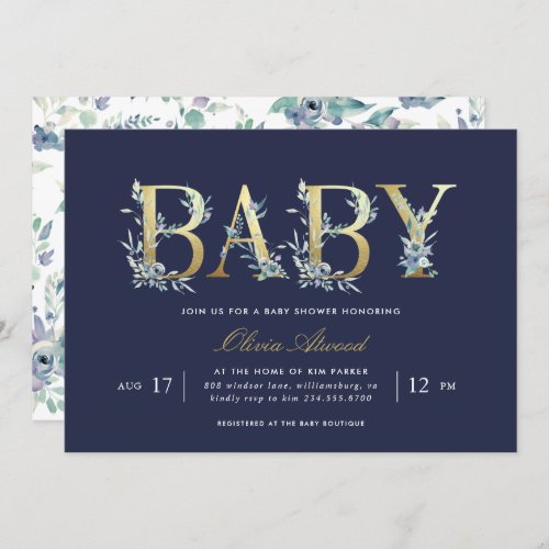 Luxe Floral Baby Shower Invitation