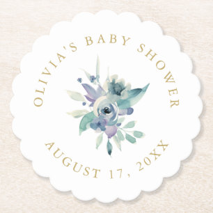Luxe Floral Baby Shower Paper Coaster