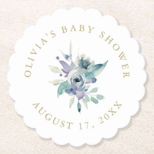 Luxe Floral Baby Shower Paper Coaster