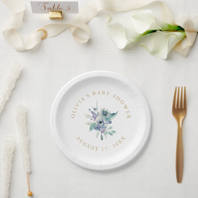Luxe Floral Baby Shower Paper Plates (Wedding)