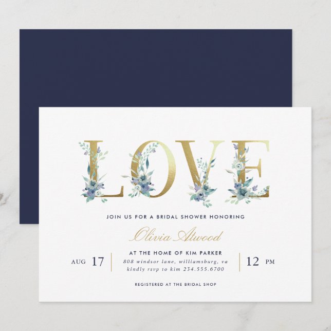 Luxe Floral Bridal Shower Invitation (Front/Back)
