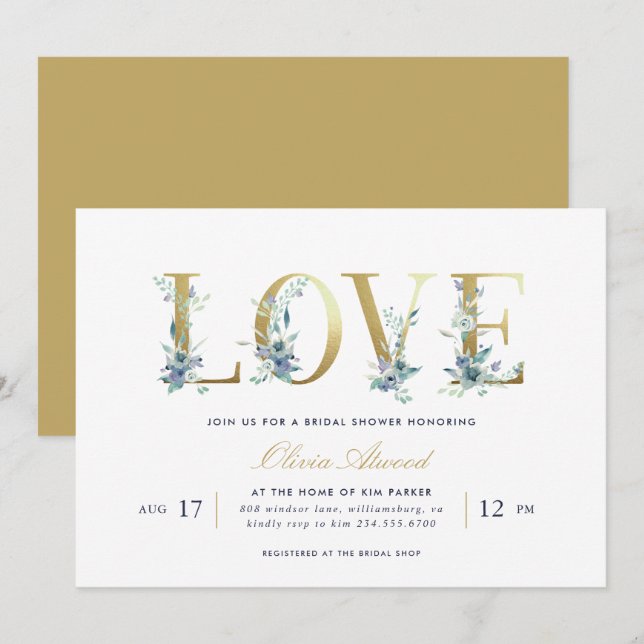 Luxe Floral Bridal Shower Invitation (Front/Back)