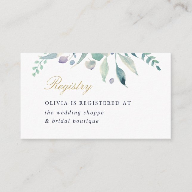Luxe Floral Bridal Shower Registry Enclosure Card (Front)