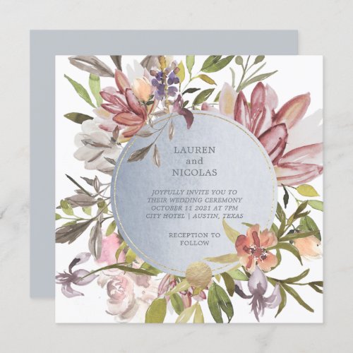 Luxe Floral  Elegant Watercolor Wedding Invitation