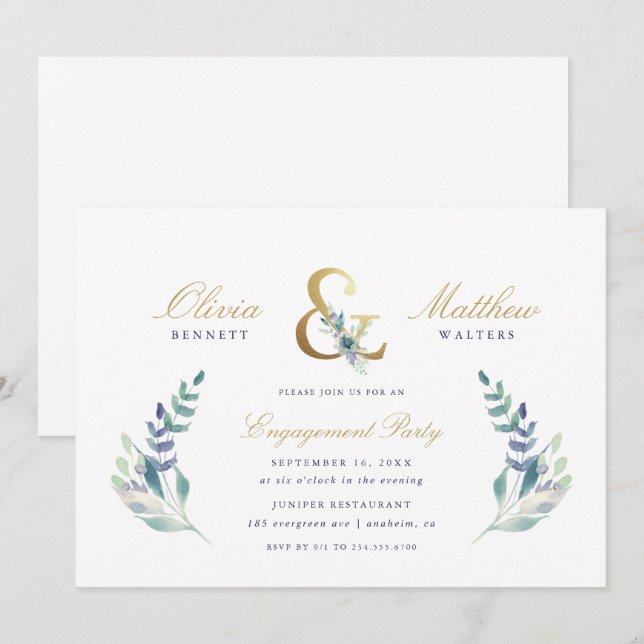 Luxe Floral Engagement Party Invitation (Front/Back)
