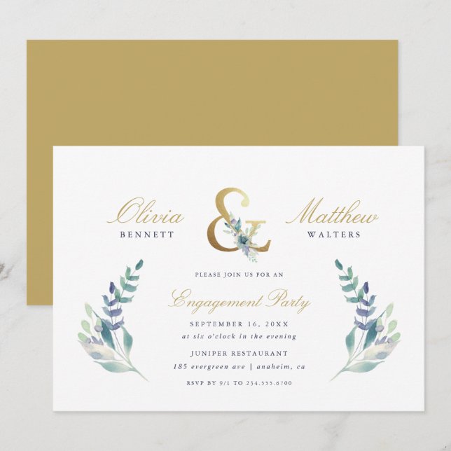 Luxe Floral Engagement Party Invitation (Front/Back)