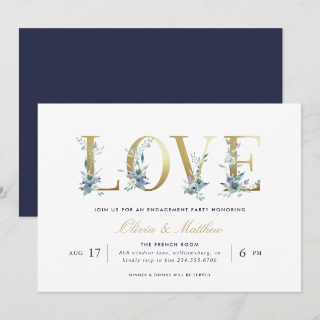 Luxe Floral Engagement Party Invitation (Front/Back)